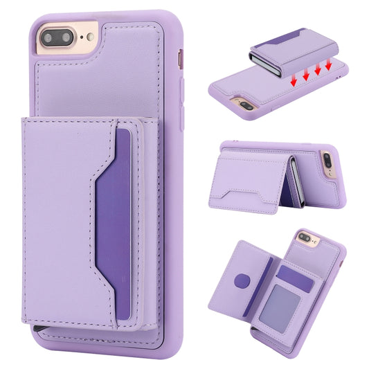 For iPhone 7 Plus / 8 Plus RFID Anti-theft Detachable Card Bag Leather Phone Case(Purple) - More iPhone Cases by buy2fix | Online Shopping UK | buy2fix