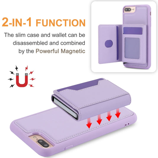 For iPhone 7 Plus / 8 Plus RFID Anti-theft Detachable Card Bag Leather Phone Case(Purple) - More iPhone Cases by buy2fix | Online Shopping UK | buy2fix