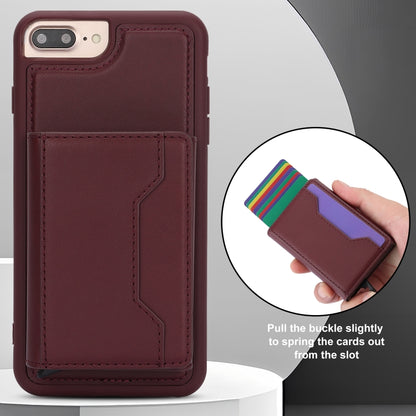 For iPhone 7 Plus / 8 Plus RFID Anti-theft Detachable Card Bag Leather Phone Case(Wine Red) - More iPhone Cases by buy2fix | Online Shopping UK | buy2fix