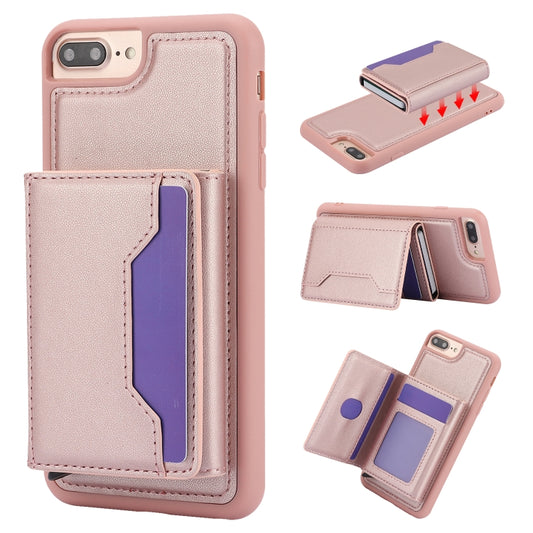 For iPhone 7 Plus / 8 Plus RFID Anti-theft Detachable Card Bag Leather Phone Case(Pink) - More iPhone Cases by buy2fix | Online Shopping UK | buy2fix