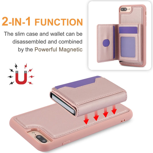 For iPhone 7 Plus / 8 Plus RFID Anti-theft Detachable Card Bag Leather Phone Case(Pink) - More iPhone Cases by buy2fix | Online Shopping UK | buy2fix