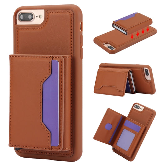 For iPhone 7 Plus / 8 Plus RFID Anti-theft Detachable Card Bag Leather Phone Case(Brown) - More iPhone Cases by buy2fix | Online Shopping UK | buy2fix