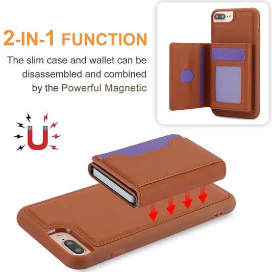 For iPhone 7 Plus / 8 Plus RFID Anti-theft Detachable Card Bag Leather Phone Case(Brown) - More iPhone Cases by buy2fix | Online Shopping UK | buy2fix