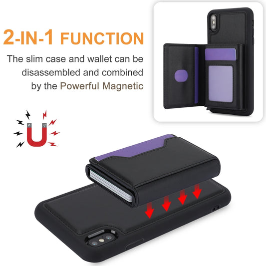 For iPhone XS Max RFID Anti-theft Detachable Card Bag Leather Phone Case(Black) - More iPhone Cases by buy2fix | Online Shopping UK | buy2fix