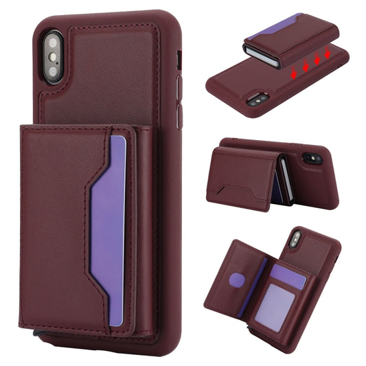 For iPhone XS Max RFID Anti-theft Detachable Card Bag Leather Phone Case(Wine Red) - More iPhone Cases by buy2fix | Online Shopping UK | buy2fix