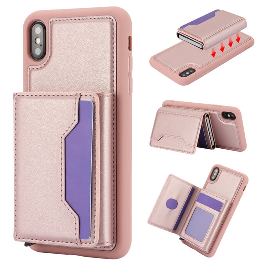 For iPhone XS Max RFID Anti-theft Detachable Card Bag Leather Phone Case(Pink) - More iPhone Cases by buy2fix | Online Shopping UK | buy2fix