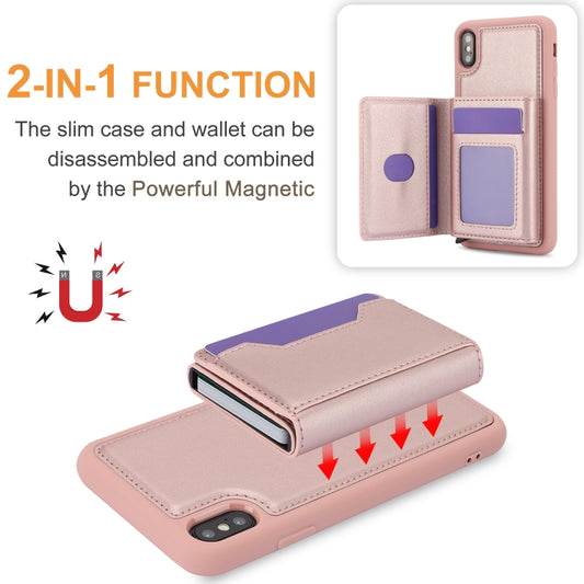 For iPhone XS Max RFID Anti-theft Detachable Card Bag Leather Phone Case(Pink) - More iPhone Cases by buy2fix | Online Shopping UK | buy2fix