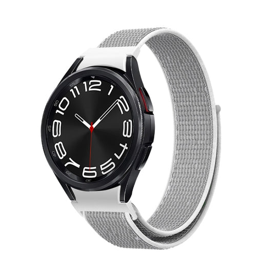For Samsung Galaxy Watch  7 / 6 Woven Nylon Loop Watch Band(Grey White)