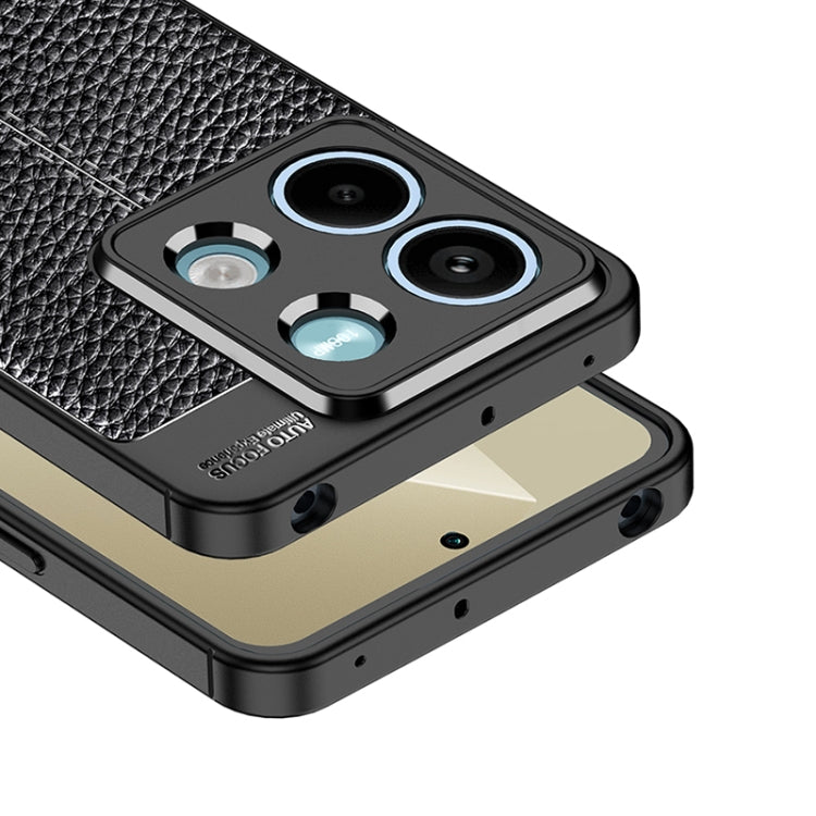 For Xiaomi Redmi Note 13 Litchi Texture Shockproof TPU Phone Case(Black) - Xiaomi Cases by buy2fix | Online Shopping UK | buy2fix