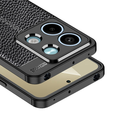 For Xiaomi Redmi Note 13 Litchi Texture Shockproof TPU Phone Case(Black) - Xiaomi Cases by buy2fix | Online Shopping UK | buy2fix