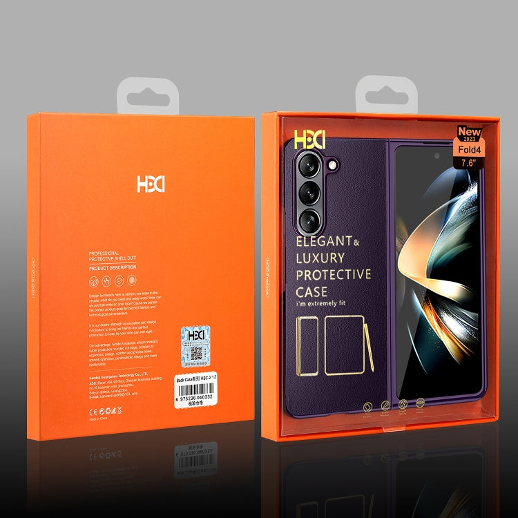 For Samsung Galaxy Z Fold5 HBC-212 Integrated Plain Leather Folding Phone Case(Black) - Galaxy Z Fold5 Cases by buy2fix | Online Shopping UK | buy2fix