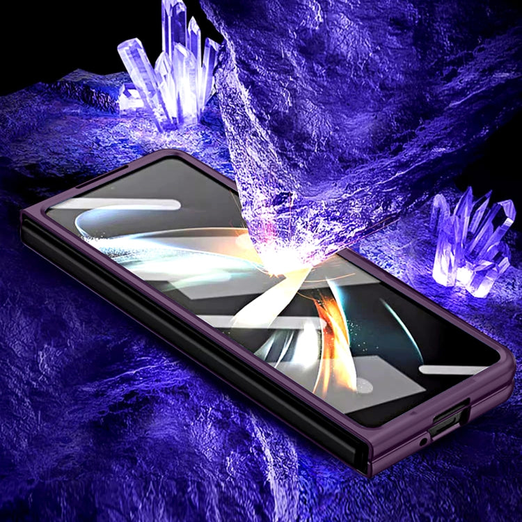 For Samsung Galaxy Z Fold5 HBC-212 Integrated Plain Leather Folding Phone Case(Purple) - Galaxy Z Fold5 Cases by buy2fix | Online Shopping UK | buy2fix