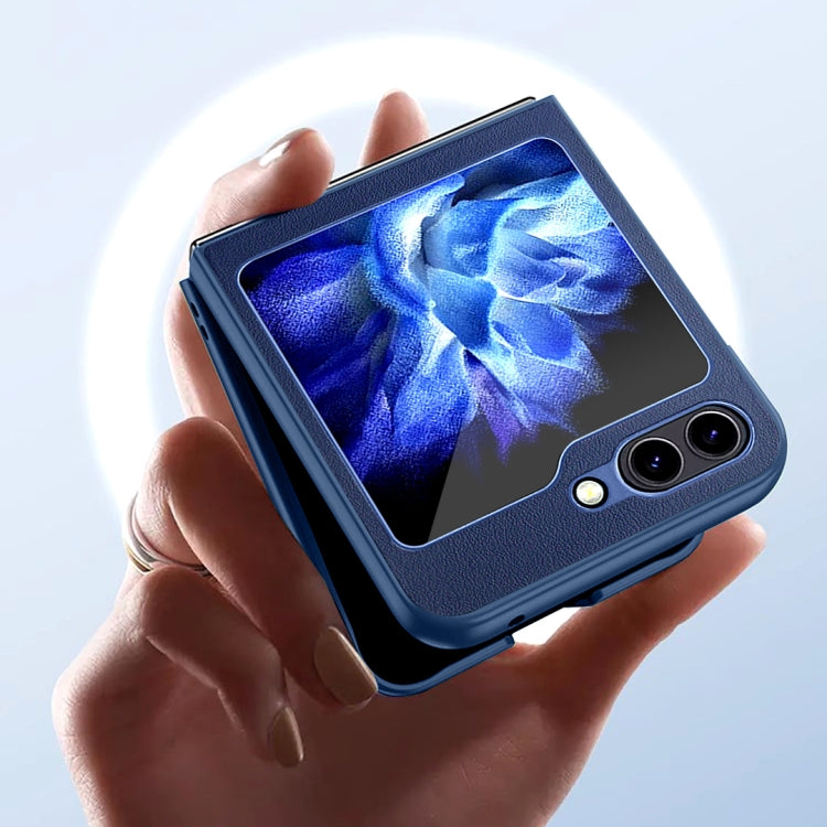 For Samsung Galaxy Z Flip5 HBC-212 Integrated Plain Leather Folding Phone Case(Green) - Galaxy Z Flip5 Cases by buy2fix | Online Shopping UK | buy2fix