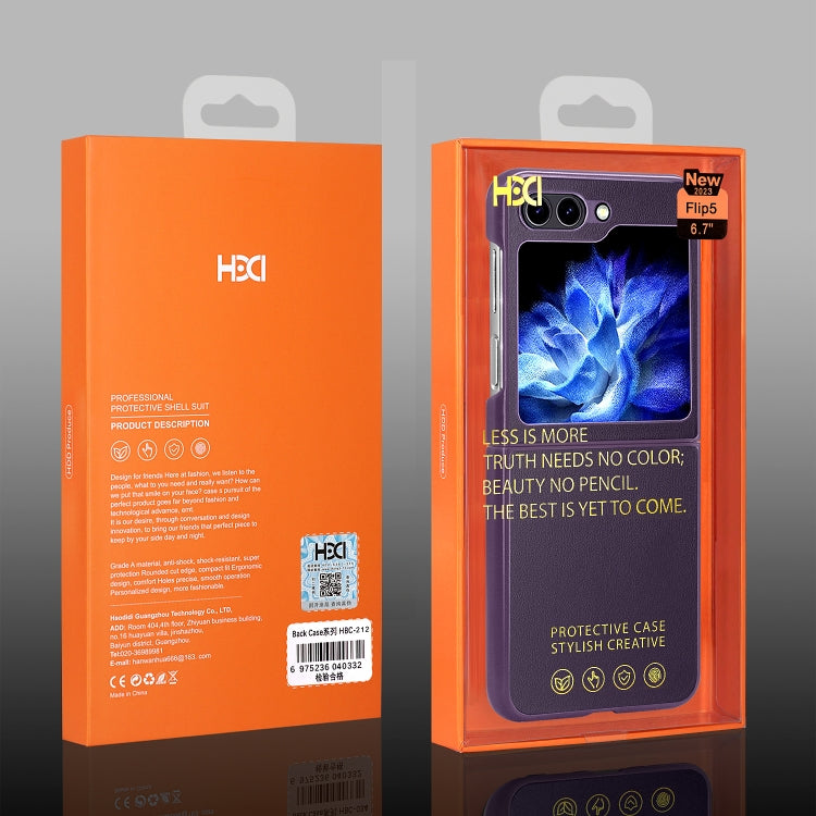 For Samsung Galaxy Z Flip5 HBC-212 Integrated Plain Leather Folding Phone Case(Green) - Galaxy Z Flip5 Cases by buy2fix | Online Shopping UK | buy2fix