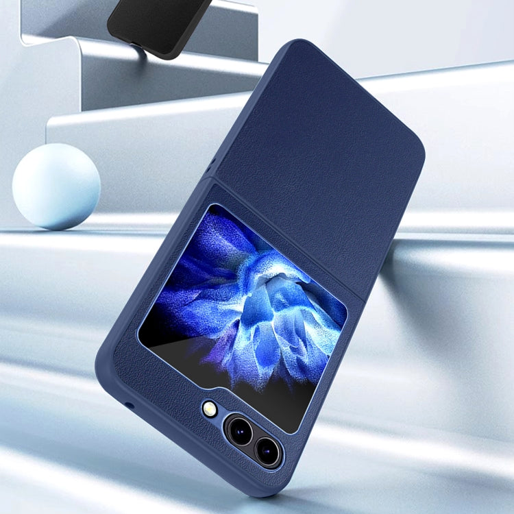 For Samsung Galaxy Z Flip5 HBC-212 Integrated Plain Leather Folding Phone Case(Purple) - Galaxy Z Flip5 Cases by buy2fix | Online Shopping UK | buy2fix