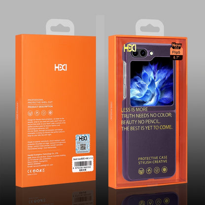 For Samsung Galaxy Z Flip5 HBC-212 Integrated Plain Leather Folding Phone Case(Purple) - Galaxy Z Flip5 Cases by buy2fix | Online Shopping UK | buy2fix