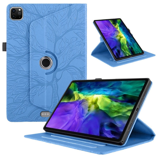 For iPad Pro 11 2022 / 2021 / 2020 Tree Life Embossed Rotation Leather Smart Tablet Case(Blue) - iPad Pro 11 (2022/2021) Cases by buy2fix | Online Shopping UK | buy2fix