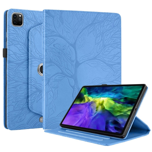 For iPad Pro 11 2022 / 2021 / 2020 Tree Life Embossed Rotation Leather Smart Tablet Case(Blue) - iPad Pro 11 (2022/2021) Cases by buy2fix | Online Shopping UK | buy2fix