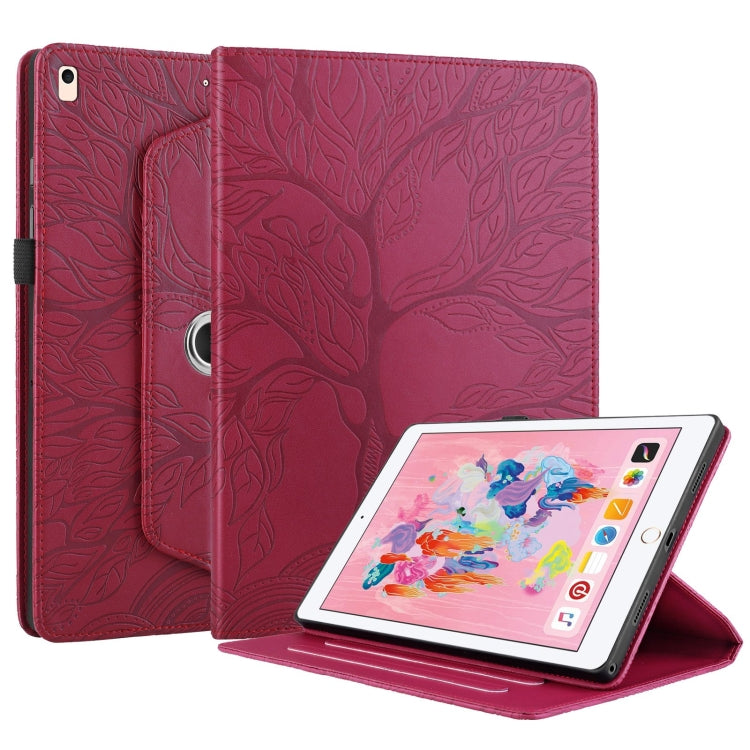 For iPad Air / Air 2 / 9.7 2017 / 2018 Tree Life Embossed Rotation Leather Smart Tablet Case(Red) - iPad 9.7 (2018) & (2017) Cases by buy2fix | Online Shopping UK | buy2fix