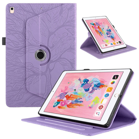 For iPad Air / Air 2 / 9.7 2017 / 2018 Tree Life Embossed Rotation Leather Smart Tablet Case(Purple) - iPad 9.7 (2018) & (2017) Cases by buy2fix | Online Shopping UK | buy2fix