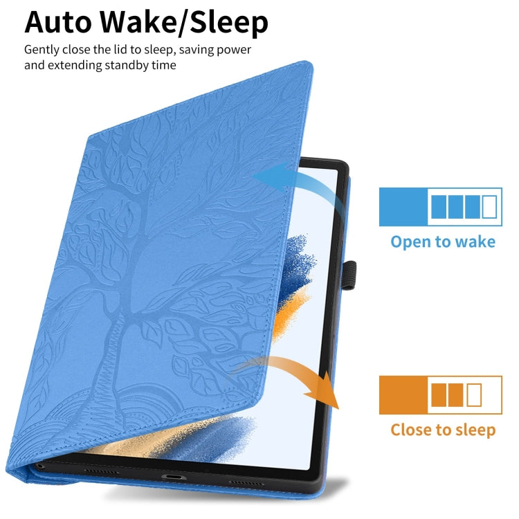 For iPad Air / Air 2 / 9.7 2017 / 2018 Tree Life Embossed Rotation Leather Smart Tablet Case(Blue) - iPad 9.7 (2018) & (2017) Cases by buy2fix | Online Shopping UK | buy2fix