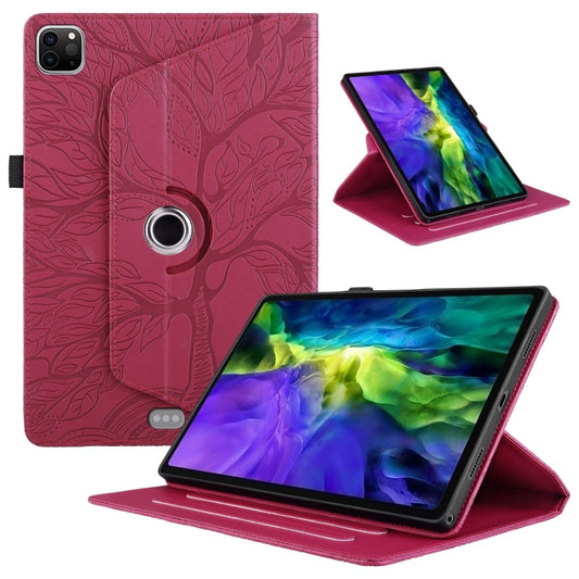 For iPad Pro 12.9 2022 / 2021 / 2020 Tree Life Embossed Rotation Leather Smart Tablet Case(Red) - iPad Pro 12.9 (2022/2021) Cases by buy2fix | Online Shopping UK | buy2fix