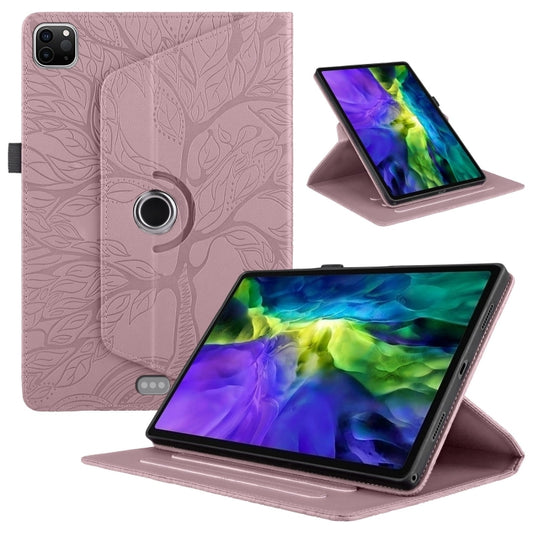 For iPad Pro 12.9 2022 / 2021 / 2020 Tree Life Embossed Rotation Leather Smart Tablet Case(Rose Gold) - iPad Pro 12.9 (2022/2021) Cases by buy2fix | Online Shopping UK | buy2fix