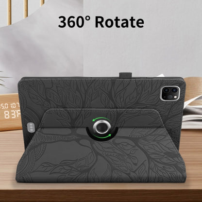 For iPad Pro 12.9 2022 / 2021 / 2020 Tree Life Embossed Rotation Leather Smart Tablet Case(Black) - iPad Pro 12.9 (2022/2021) Cases by buy2fix | Online Shopping UK | buy2fix