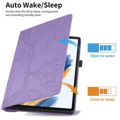 For Samsung Galaxy Tab S9 FE / S9 X510 Tree Life Embossed Rotation Leather Smart Tablet Case(Purple) by buy2fix