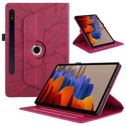 For Samsung Galaxy Tab S10+ / S9+ / S8+ Tree Life Embossed Rotation Leather Tablet Case(Red) by buy2fix