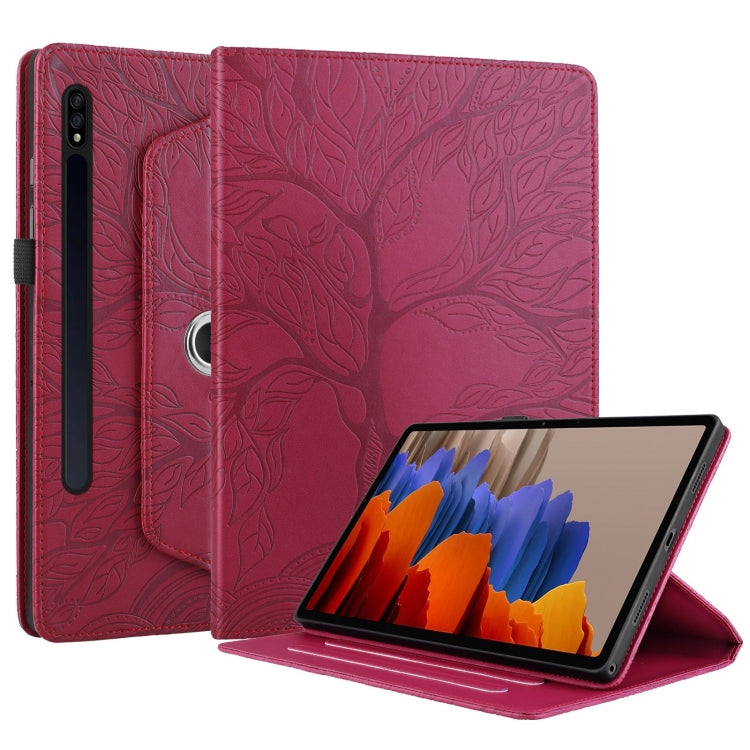 For Samsung Galaxy Tab S10+ / S9+ / S8+ Tree Life Embossed Rotation Leather Tablet Case(Red) by buy2fix