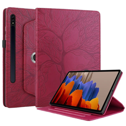 For Samsung Galaxy Tab S10+ / S9+ / S8+ Tree Life Embossed Rotation Leather Tablet Case(Red) by buy2fix