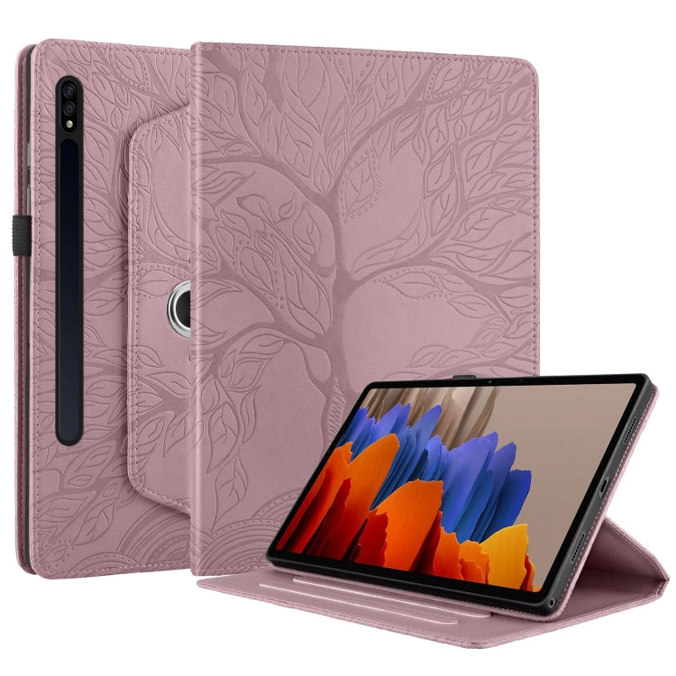For Samsung Galaxy Tab S10+ / S9+ / S8+ Tree Life Embossed Rotation Leather Tablet Case(Rose Gold) by buy2fix