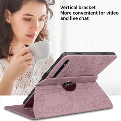 For Samsung Galaxy Tab S10+ / S9+ / S8+ Tree Life Embossed Rotation Leather Tablet Case(Rose Gold) by buy2fix