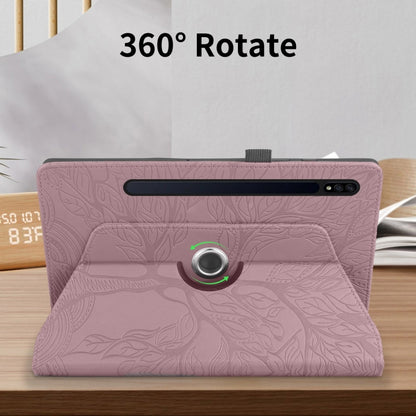 For Samsung Galaxy Tab S10+ / S9+ / S8+ Tree Life Embossed Rotation Leather Tablet Case(Rose Gold) by buy2fix
