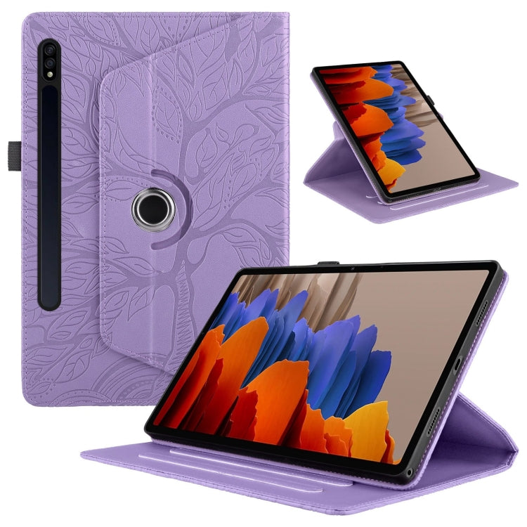 For Samsung Galaxy Tab S10+ / S9+ / S8+ Tree Life Embossed Rotation Leather Tablet Case(Purple) by buy2fix