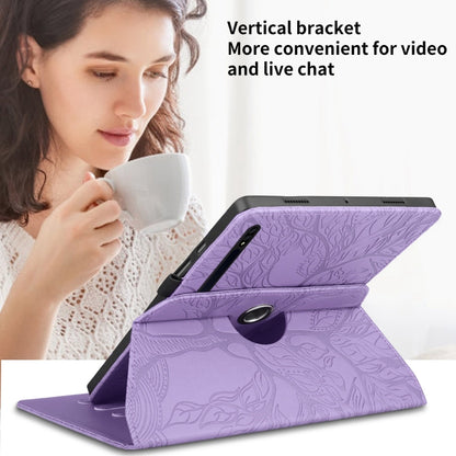 For Samsung Galaxy Tab S10+ / S9+ / S8+ Tree Life Embossed Rotation Leather Tablet Case(Purple) by buy2fix