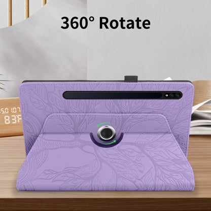 For Samsung Galaxy Tab S10+ / S9+ / S8+ Tree Life Embossed Rotation Leather Tablet Case(Purple) by buy2fix