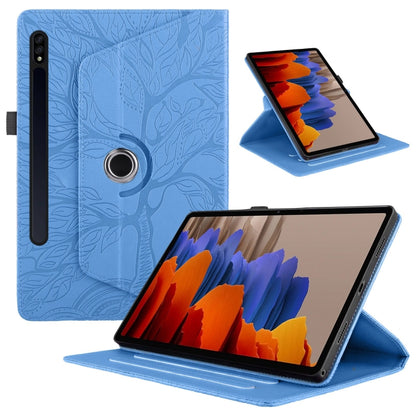 For Samsung Galaxy Tab S10+ / S9+ / S8+ Tree Life Embossed Rotation Leather Tablet Case(Blue) by buy2fix