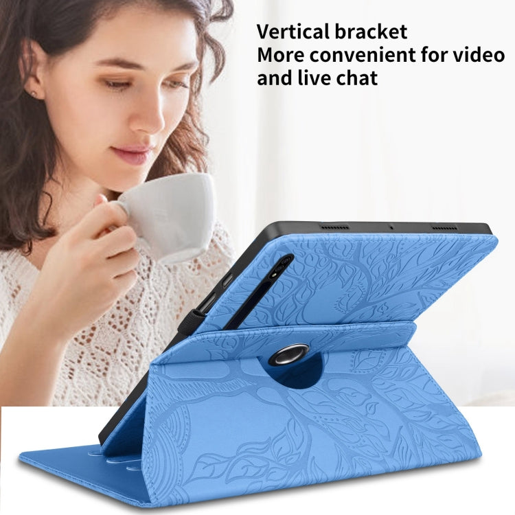 For Samsung Galaxy Tab S10+ / S9+ / S8+ Tree Life Embossed Rotation Leather Tablet Case(Blue) by buy2fix