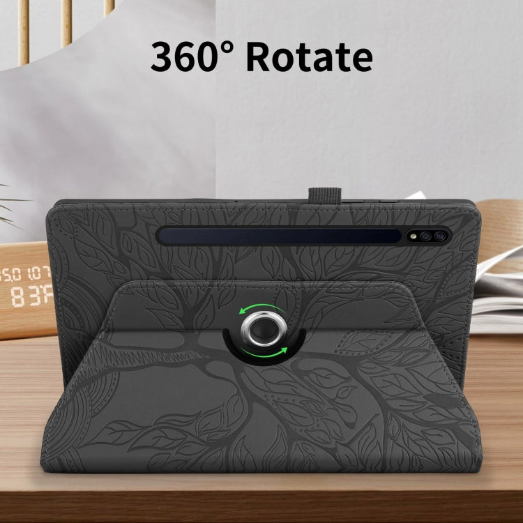 For Samsung Galaxy Tab S10+ / S9+ / S8+ Tree Life Embossed Rotation Leather Tablet Case(Black) by buy2fix