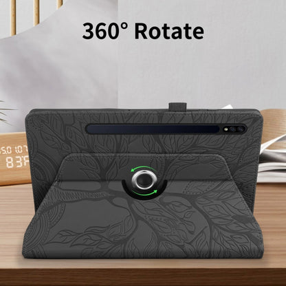 For Samsung Galaxy Tab S10+ / S9+ / S8+ Tree Life Embossed Rotation Leather Tablet Case(Black) by buy2fix