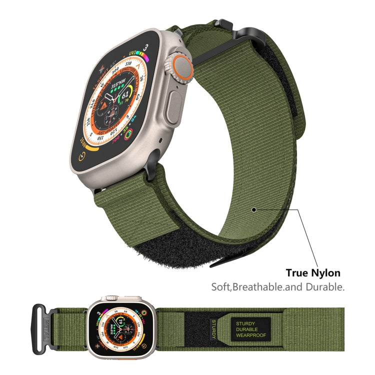 For Apple Watch Ultra 49mm AW Nylon Two-Section Watch Band(Army Green) by buy2fix