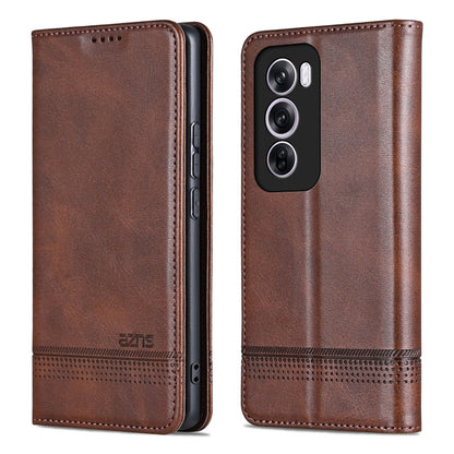 For OPPO Reno12 Global AZNS Magnetic Calf Texture Flip Leather Phone Case(Dark Brown) - OPPO Cases by AZNS | Online Shopping UK | buy2fix