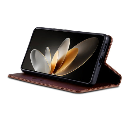 For OPPO Reno12 Global AZNS Magnetic Calf Texture Flip Leather Phone Case(Dark Brown) - OPPO Cases by AZNS | Online Shopping UK | buy2fix
