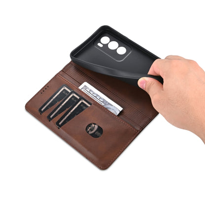 For OPPO Reno12 Global AZNS Magnetic Calf Texture Flip Leather Phone Case(Dark Brown) - OPPO Cases by AZNS | Online Shopping UK | buy2fix