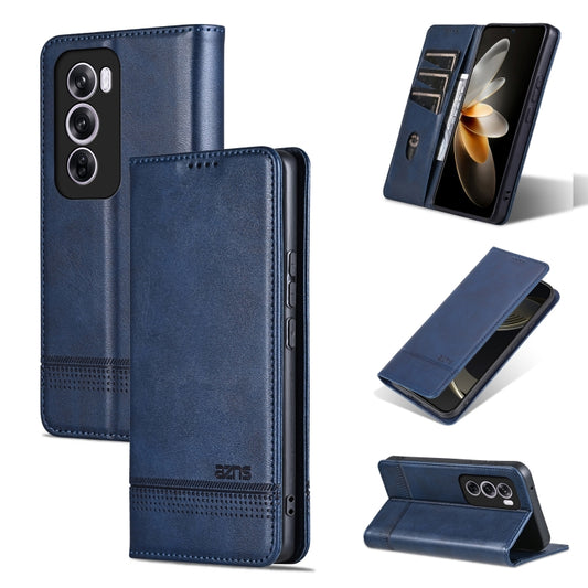 For OPPO Reno12 Pro Global AZNS Magnetic Calf Texture Flip Leather Phone Case(Dark Blue) - OPPO Cases by AZNS | Online Shopping UK | buy2fix