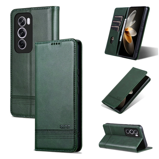 For OPPO Reno12 Pro Global AZNS Magnetic Calf Texture Flip Leather Phone Case(Dark Green) - OPPO Cases by AZNS | Online Shopping UK | buy2fix