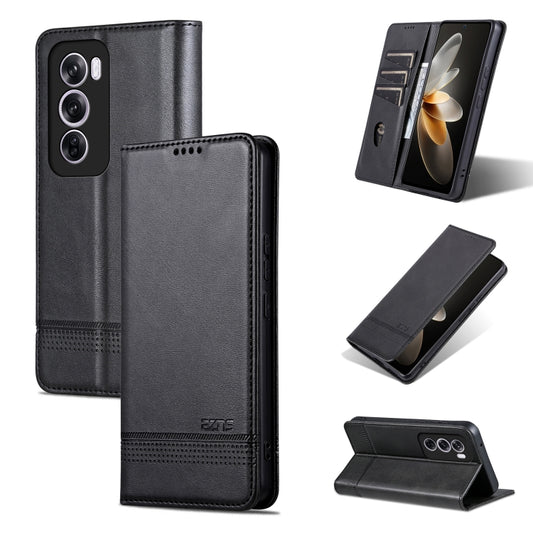 For OPPO Reno12 Pro Global AZNS Magnetic Calf Texture Flip Leather Phone Case(Black) - OPPO Cases by AZNS | Online Shopping UK | buy2fix