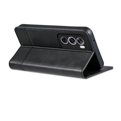 For OPPO Reno12 Pro Global AZNS Magnetic Calf Texture Flip Leather Phone Case(Black) - OPPO Cases by AZNS | Online Shopping UK | buy2fix